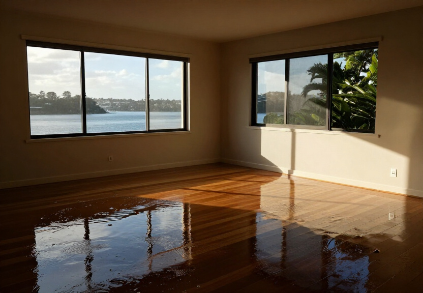 Water-damaged wall in a Westmead home before drying