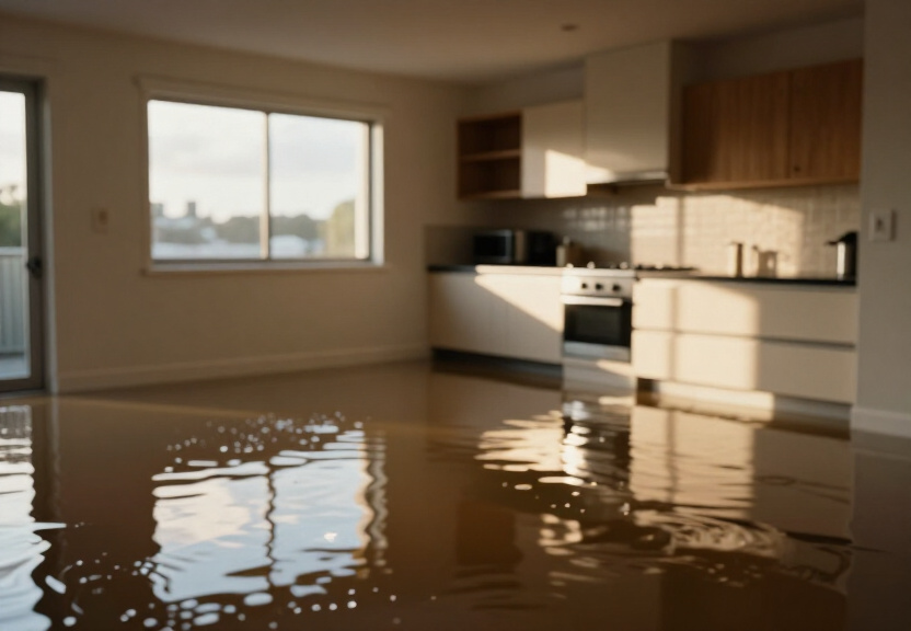 Flooded basement in Westmead property before water extraction